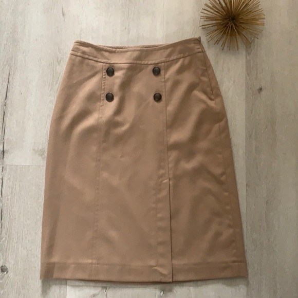 NWOT The Limited tan skirt buttons high waist classic vintage inspired sz 4 midi - Picture 1 of 11